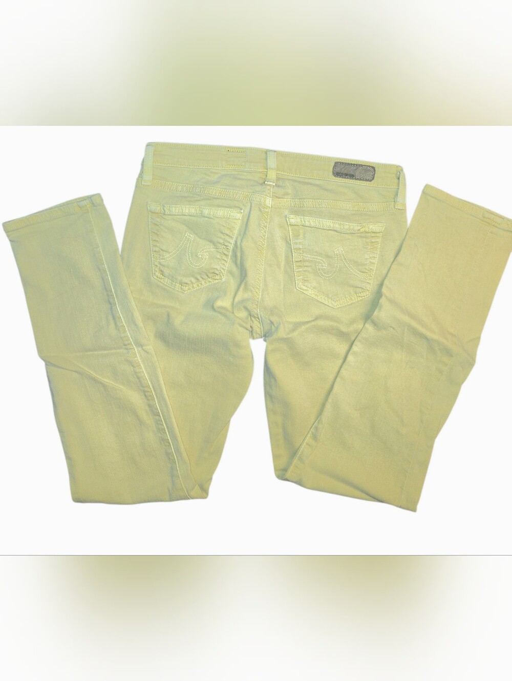 AG Adriano Goldschmied Sz 25R Yellow Stevie Ankle Slim Straight Ankle Sexy Pants
